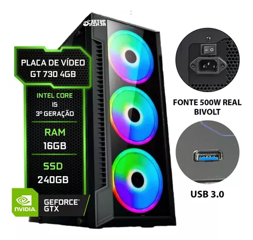 PC Gamer Completo Intel Core i5 Memoria Ram 16GB SSD 240GB Monitor