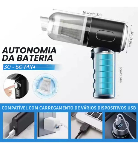 Aspirador De Pó 120w Com Função Sopradora Sem Fio