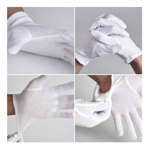 Guantes 100% Algodón, 6 Pares De Guantes De Algodón Blanco P