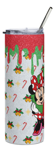 Termo + Mouse Pad De Regalo Mickey Y Minnie Mouse Navidad M2