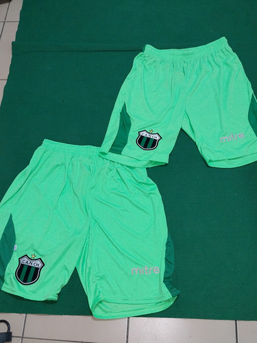 Short Nueva Chicago Verde Fluor Mitre Oficial Precio Por C/u