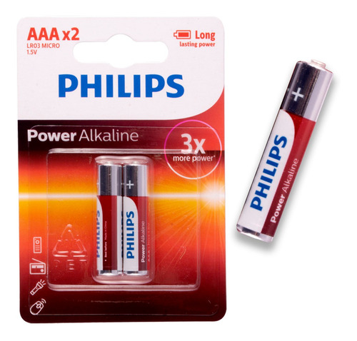 02 Pilhas Aaa Alcalinas Philips - 1 Cartela