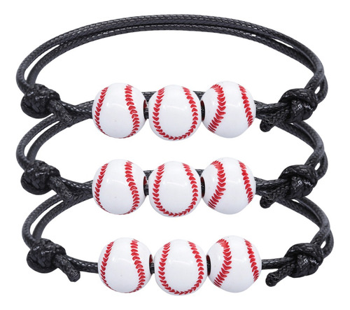 3 Pulseras Beisbol Deporte Suerte Deportes Unisex B782 