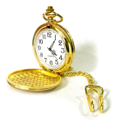 Imagen 1 de 3 de Reloj De Bolsillo Vintage Dorado Con Cadenilla