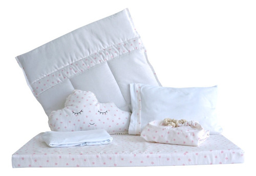 Set De Edredón Colecho Zuri 50x80 Color Blanco-rosa Diseño De La Tela Liso