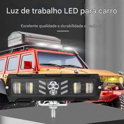 Par Farol Barra Rgb Skull 75w 12v 24v Power Amarelo/branco
