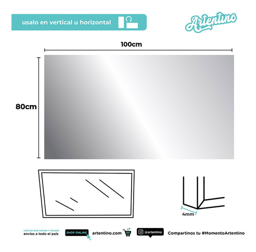 Lampara Luz Led Pared Espejo Baño 100x80 Rectangular Moderno
