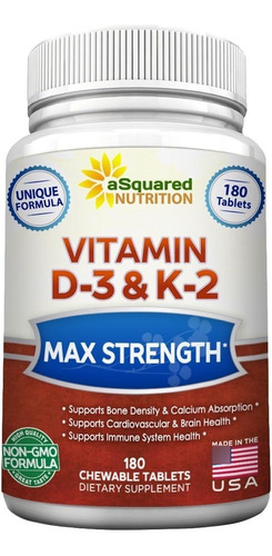 Vitamina D 2000ui + Vit K 75mcg 180u- Max Biodisponibilidad