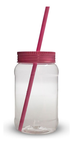 40 Cilindros Con Tapa Y Popote Para Fiesta Vaso Bolo 500ml Rosa Barbie