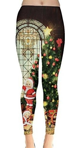 Cowcow Womens Leggings Bebé De Santa, Oscuro - Xl.