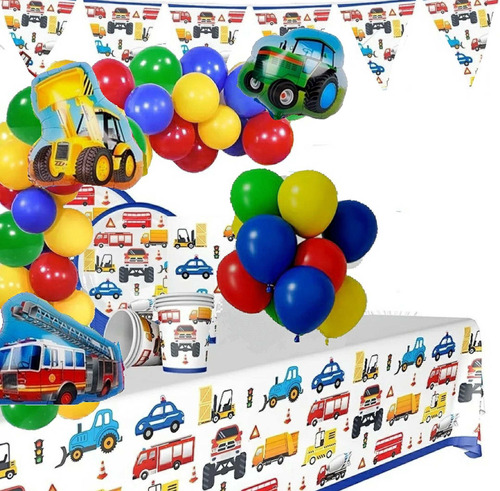 Kit Globos Cars Ingeniero Constructor Carritos Cumpleaños F