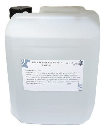 Agua Bidestilada Desionizada 10 L