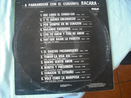 Vinilo Lp Del Conjunto Bacara A Parrandear Con El (xx523 (Usado)