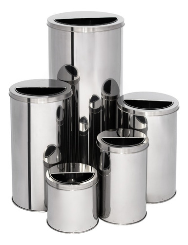 Lixeira Aro Meia Lua De Aço Inox 24x25 13l Cor Prateado