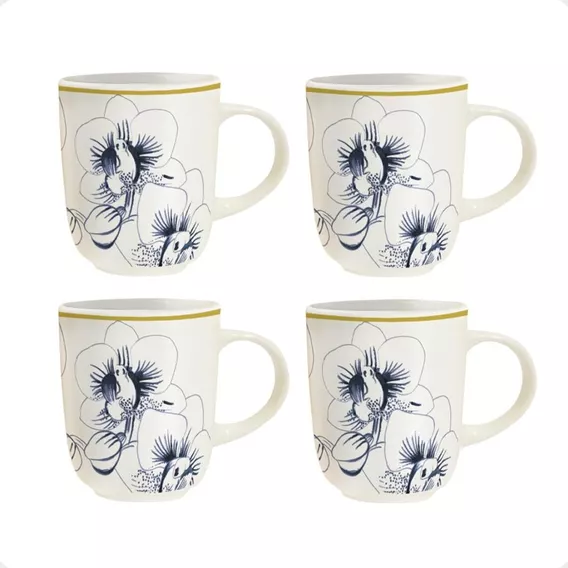 Set X4 Tazas Loza Ceramica Corona Jarro Mug Apta Microondas