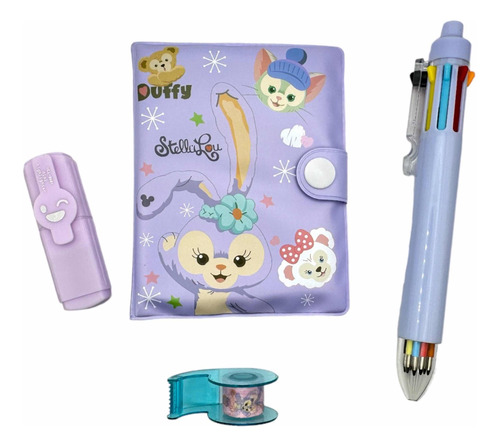 Kit Papelería Kawaii Pluma Multicolor Cuadernillo Marcatexto