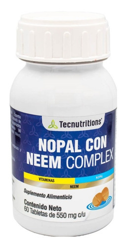 Suplemento Nopal Con Neem Complex Tecnu® Diabetes Colesterol Sabor Sin sabor