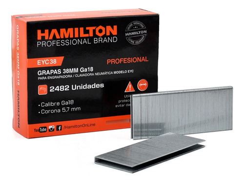 Grapas Calibre Ga18 X 38mm Para Hamilton Eyc Caja X2.482 U.