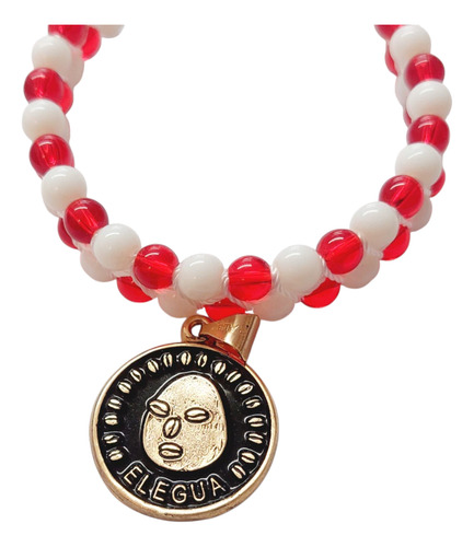 Shango Pulsera De Cristales Con Dije De Elegua Chapa De Oro