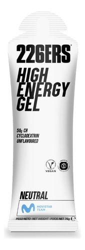 Gel 226ers High Energy 76g (10 Sachês) - Carboidratos 50g Sabor Neutro