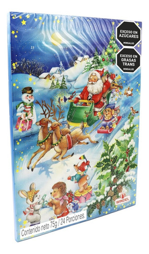 Calendario De Adviento Navideño Con Chocolates 75gr X16uds