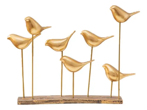 Anding Escultura Pájaro Dorado A51521 Decoración Mmg