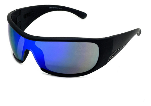 Anteojos De Sol Rusty Vitto Deportivo Esp. Optica Paesani Color de la lente esp. azul Diseño negro mate mblk