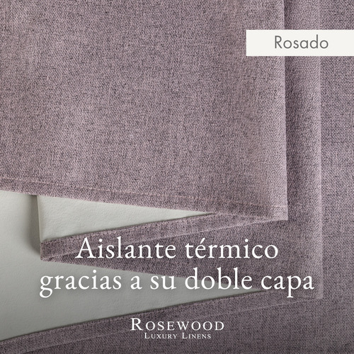 Cortina 100% Blackout 240x132 Engomada X2 Rosewood Tipo Lino Color Rosado