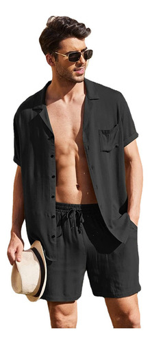 * Camisa Y Pantalones Cortos De Playa Para Hombre, 2 Piezas