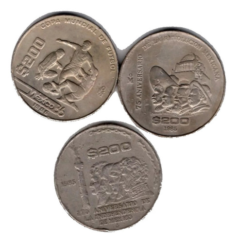 Coleccion 3 Monedas Mexicanas De 200 Pesos Niquel    C13