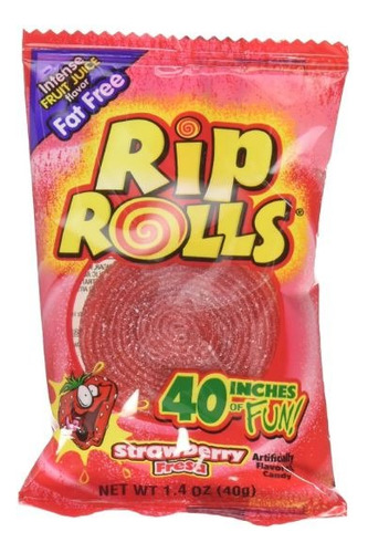 Rip Rolls Dulce En Tira Strawberry Fresa Imprtado 40g 2 Pack