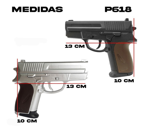 Imagen 6 de 9 de Pistola Airsoft P618 Combo X2 Compact Replica Spring 6 Mm Ct