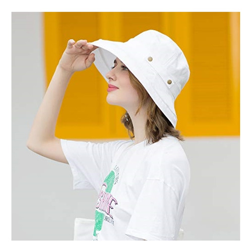 Sombrero De Algodón De Ala Ancha Para Mujer Upf50+