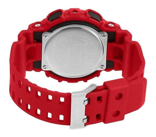Imagen 2 de 7 de Reloj de pulsera Casio G-Shock GA-100 de cuerpo color rojo, analógico-digital, para hombre, fondo negro, con correa de resina color rojo, agujas color blanco y rojo, dial blanco, subesferas color negro y gris, minutero/segundero blanco, bisel color rojo y negro y hebilla doble