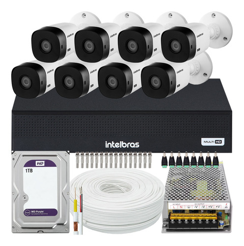 Kit Cftv Intelbras 8 Câmeras Vhl 1220 Full Hd 1008 1t Purple