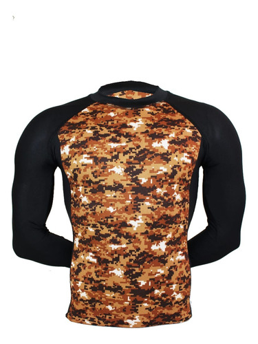 Playera Deportiva De Licra Modelo Manga Camuflaje (hombre)