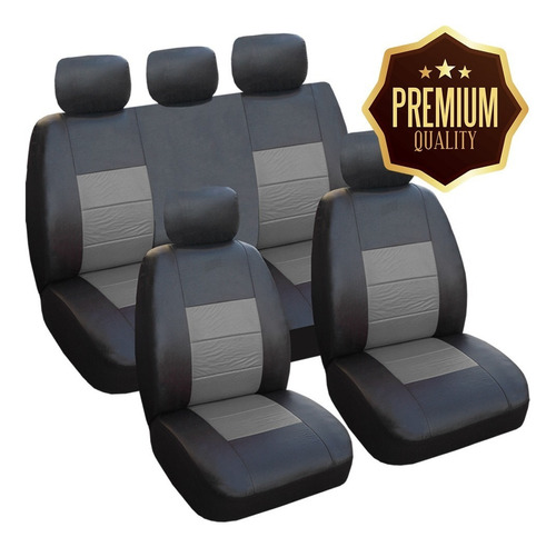 Cubierta de asiento de coche de material de tela azul y negro 9pc Set para caber Fiat Bravo 124 500,