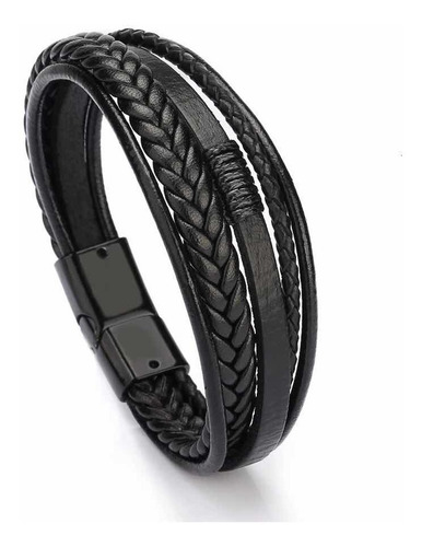 Imagen 1 de 4 de Pulsera Brazalete Cuero Hombre O Mujer Con Cierre Magnético