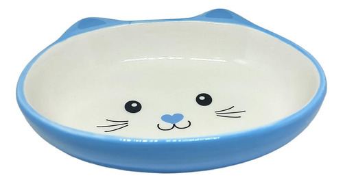 Tigela Prato P/ Gatos Pet Comedouro Porcelana Gato Cat Luxo Cor Azul