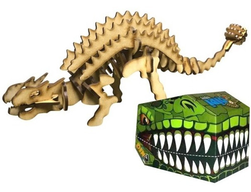 Dinosaurio Ankylosaurus Esqueleto Madera Armar Puzzle 3d