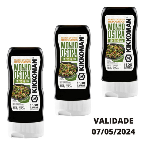 03 Molho Sabor Ostra Vegetariano Kikkoman Em Squeeze 484g