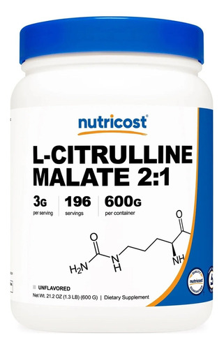 Nutricost L-citrulline Malate 2:1 196 Porciones 600 Gr Sabor Sin Sabor