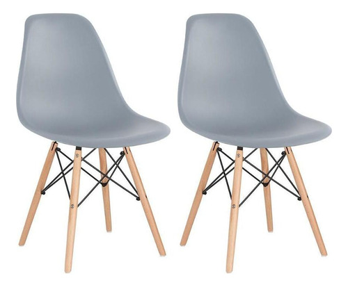 Kit 2 Cadeiras Charles Eames Cozinha Wood Eiffel Dsw Av Cor da estrutura da cadeira Cinza Médio