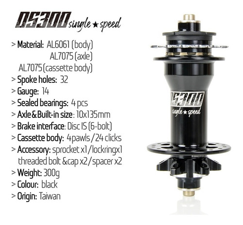 Koozer Maza Trasera Single Speed Mtb 10 X 135 Ds300