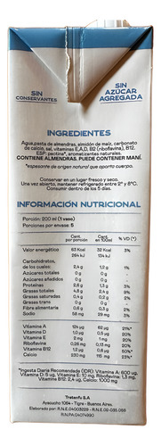 Leche De Almendras Tratenfu Caja De 8 Unidades X 1 Litro