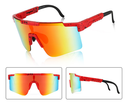 Gafas De Sol Feisedy Deportivas Y Ajustables Para Ciclismo Lente Red Frame & Red Mirror