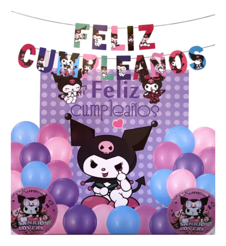 Set Decoración De Cumpleaños Kuromi 31 Pcs