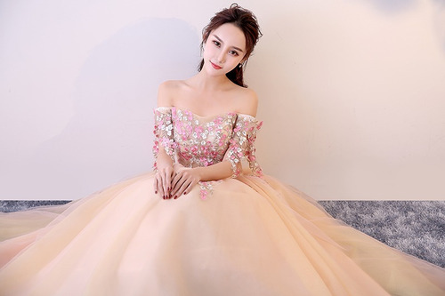 Vestido Quinceañera Princesa Strapless Manga Flores Xv Años | Envío gratis