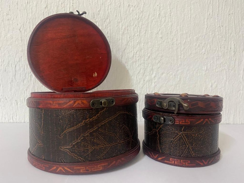 Cofre Grande Redondo Caja Madera Baul Alhajeros Vintage