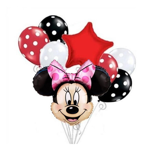 Bouquet De 8 Globos Foil Tematica Minnie Mouse